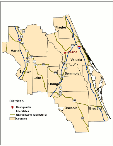 Map of FDOT District 5