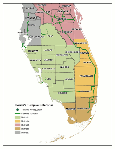 Map of FDOT Turnpike Enterprise