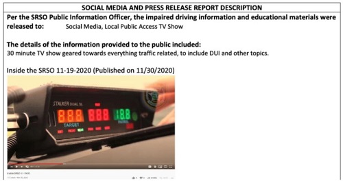 Image of social media press release with picture of mounted police radar