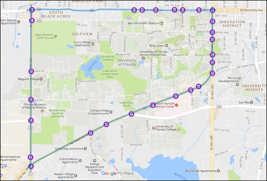 Gainesville Trapezium Map