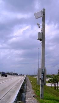 Automatic Vehicle Identification toll tag reader used to calculate travel time